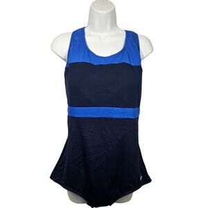 Dolfin Women's Aquashape Color Block Conservative Lap Swimsuit Navy/Royal Sz 18